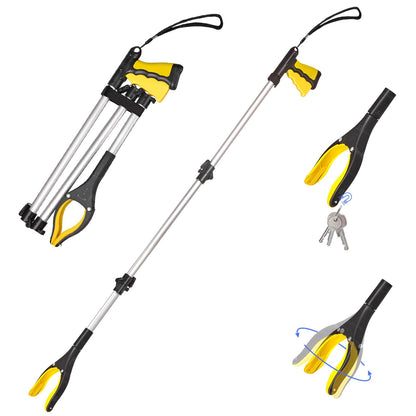 EJG 43" Extra Long Grabber Tool It Reaching Tool with Rotating Jaw +Magnets 4" Wide Claw Opening Reacher Grabber Pickup Tool Grabber Reacher Tool Heavy Duty，Reaching Aid Tool