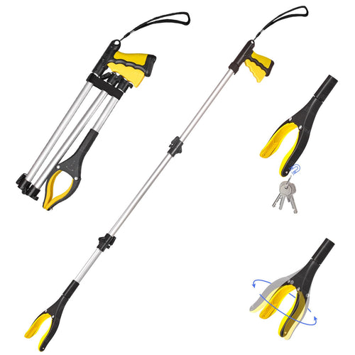 EJG 43" Extra Long Grabber Tool It Reaching Tool with Rotating Jaw +Magnets 4" Wide Claw Opening Reacher Grabber Pickup Tool Grabber Reacher Tool Heavy Duty，Reaching Aid Tool